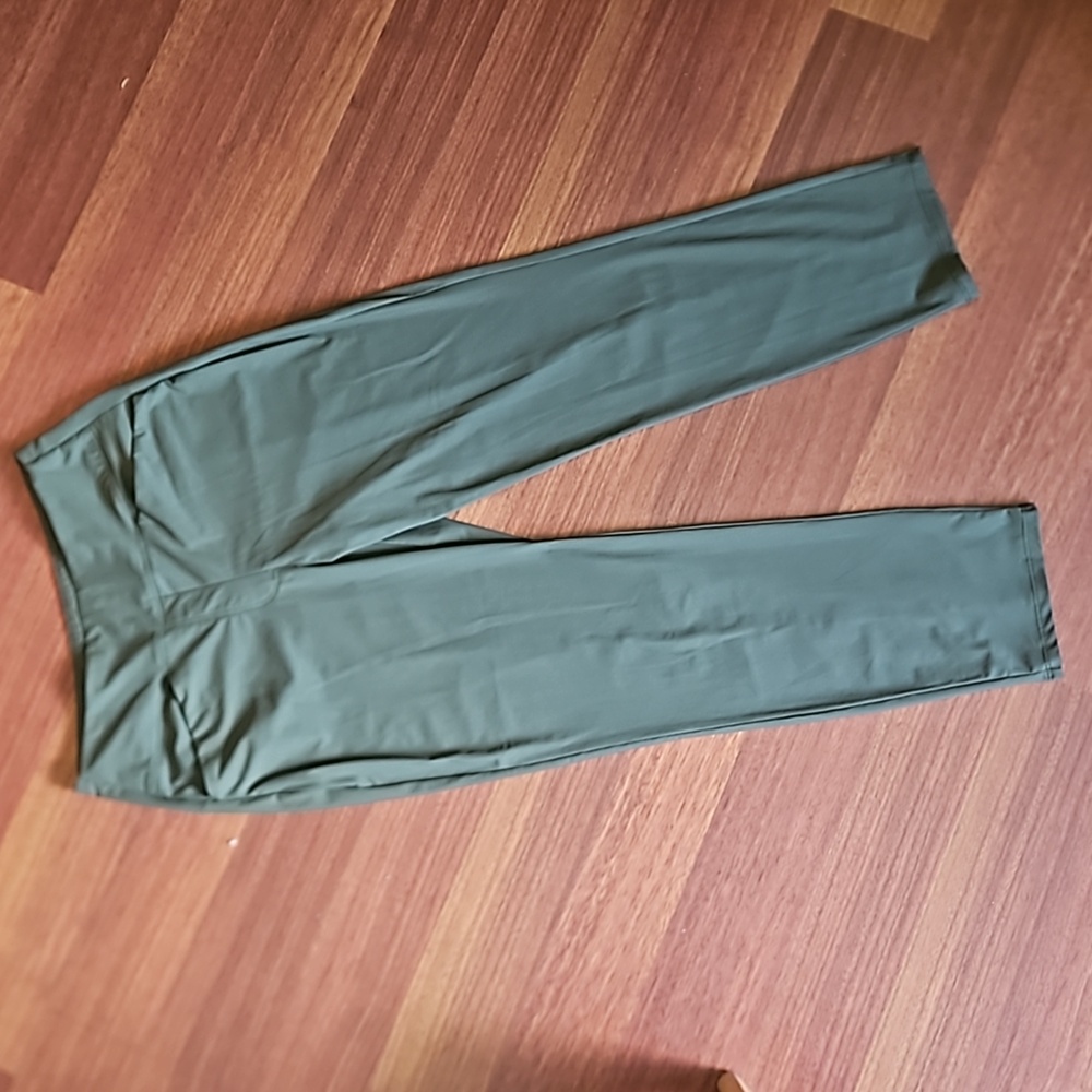 EXPRESS Ankle High Rise Pull-on Nylon Pants Elastic Waist Army Green, Olive NWOT
